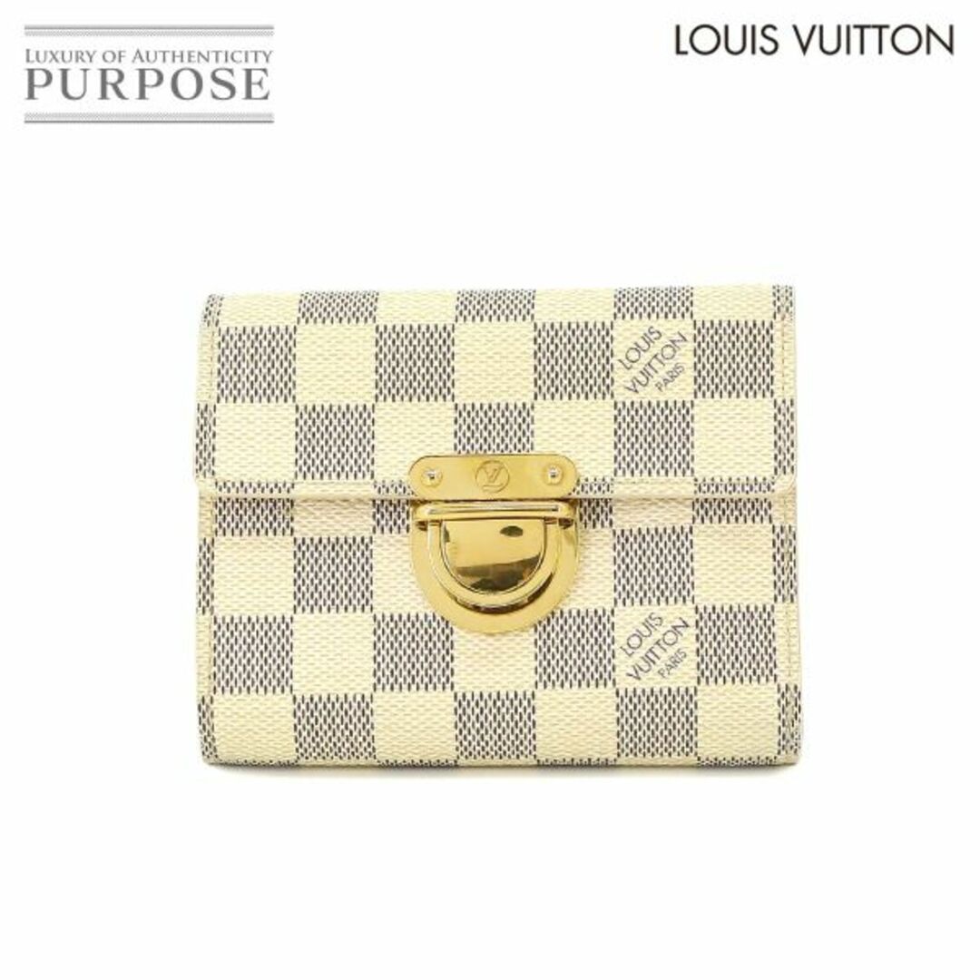 LOUIS VUITTON(ルイヴィトン)のルイ ヴィトン LOUIS VUITTON ダミエ アズール ポルトフォイユ コアラ 三つ折り 財布 ホワイト グレー N60013 ゴールド 金具 VLP 90225527 レディースのファッション小物(財布)の商品写真