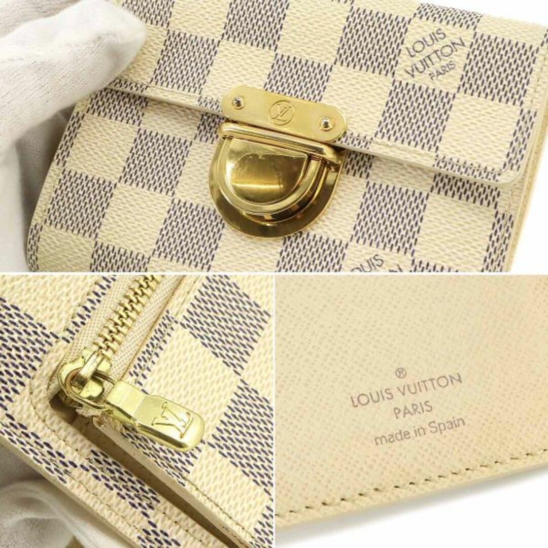 LOUIS VUITTON(ルイヴィトン)のルイ ヴィトン LOUIS VUITTON ダミエ アズール ポルトフォイユ コアラ 三つ折り 財布 ホワイト グレー N60013 ゴールド 金具 VLP 90225527 レディースのファッション小物(財布)の商品写真