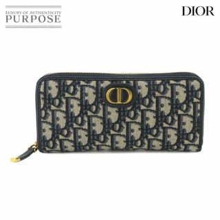 Christian Dior - クリスチャン ディオール Christian Dior オブリーク 30 MONTAIGNE ウォレット ラウンドファスナー 長財布 キャンバス ネイビー VLP 90228163