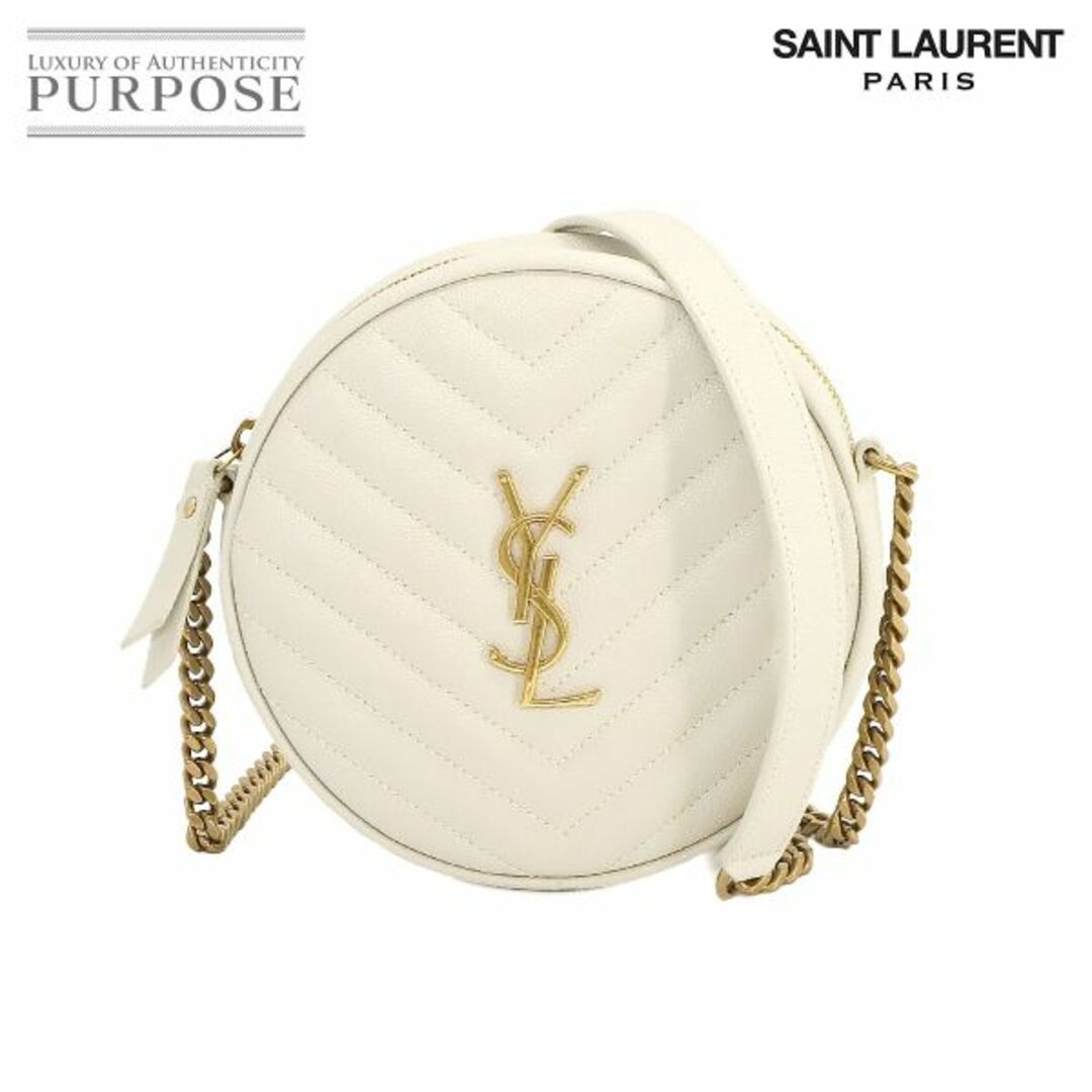 Saint Laurent(サンローラン)の新品同様 サンローラン パリ SAINT LAURENT PARIS ヴィニル チェーン ショルダー バッグ レザー ホワイト 610436 VLP 90228315 レディースのバッグ(ショルダーバッグ)の商品写真