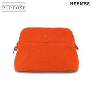 エルメス(Hermes)の未使用 展示品 エルメス HERMES ボリード ポーチ ミニ コットンキャンバス レザー オレンジ シルバー 金具 VLP 90228604(ポーチ)