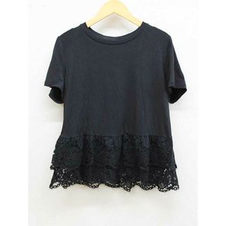 【夏物 新入荷】‡kate spade new york/ケイトスペード ニューヨーク‡裾レース切替カットソー/Tシャツ/半袖 ブラック/黒 レディース M【中古】夏 624042(Tシャツ(半袖/袖なし))