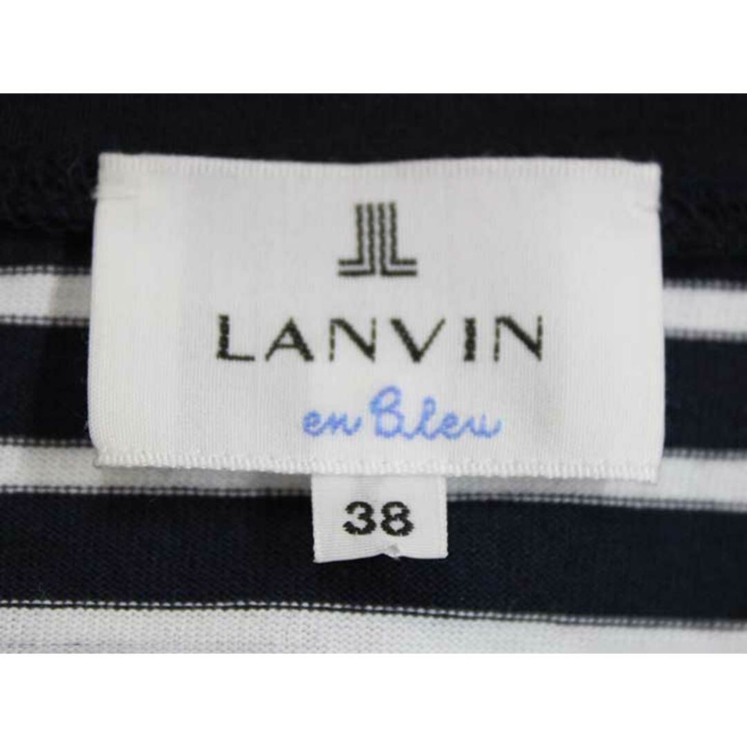 LANVIN en Bleu(ランバンオンブルー)の【夏物 新入荷】‡LANVIN en Bleu/ランバンオンブルー‡オープンショルダーボーダーカットソー/Tシャツ/長袖 ネイビー×ホワイト/紺×白 レディース 38【中古】夏春 624042 レディースのトップス(Tシャツ(半袖/袖なし))の商品写真