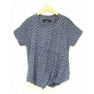 【夏物 新入荷】●tricot COMME des GARCONS/トリココムデギャルソン●TB-100160/総柄ブラウス/プルオーバー/クルーネック/半袖 ブルー×ブラック/青×黒 レディース 【中古】夏 034042