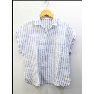 MACKINTOSH PHILOSOPHY - 【夏物 新入荷】★MACKINTOSH PHILOSOPHY/マッキントッシュフィロソフィー★リネンストライプスキッパーシャツ/かわいい/おしゃれ/シンプル/シャツ/半袖 ライトブルー×ホワイト/水色×白 レディース M【中古】夏 524042