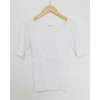 プラステ(PLST)の【夏物 新入荷】●PLST/プラステ●2022年製/UVカット/ビスコースブレンドスクエア/ニット/五分袖 ホワイト/白 レディース S【中古】夏 034042(ニット/セーター)