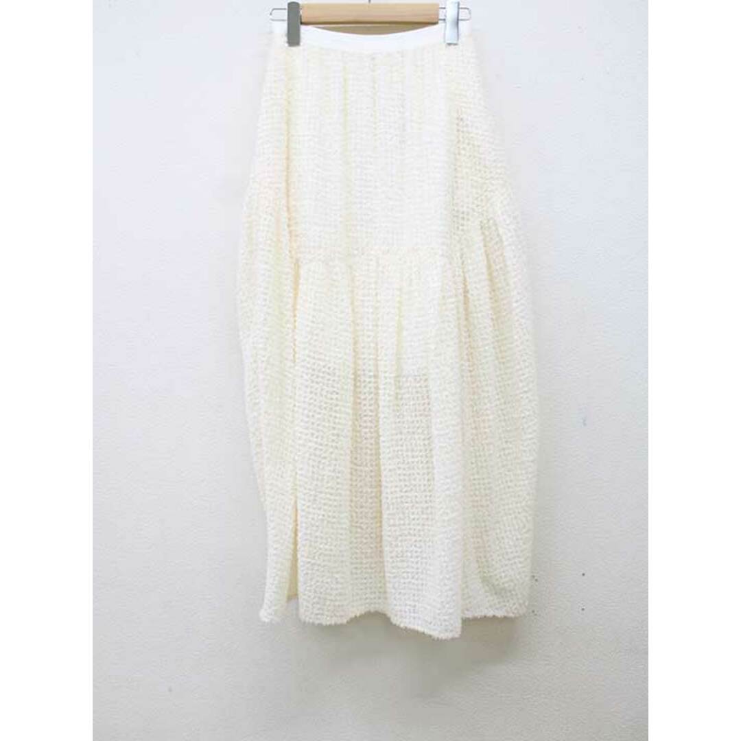 Honey mi Honey(ハニーミーハニー)の【春物 新入荷】■Honey mi Honey/ハニーミーハニー■2022年製/Chiffon fringe long skirt/ロングスカート/ロング丈 ホワイト/白 レディース F【中古】春夏 714042 レディースのスカート(その他)の商品写真