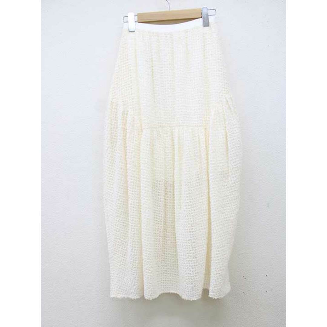 Honey mi Honey(ハニーミーハニー)の【春物 新入荷】■Honey mi Honey/ハニーミーハニー■2022年製/Chiffon fringe long skirt/ロングスカート/ロング丈 ホワイト/白 レディース F【中古】春夏 714042 レディースのスカート(その他)の商品写真