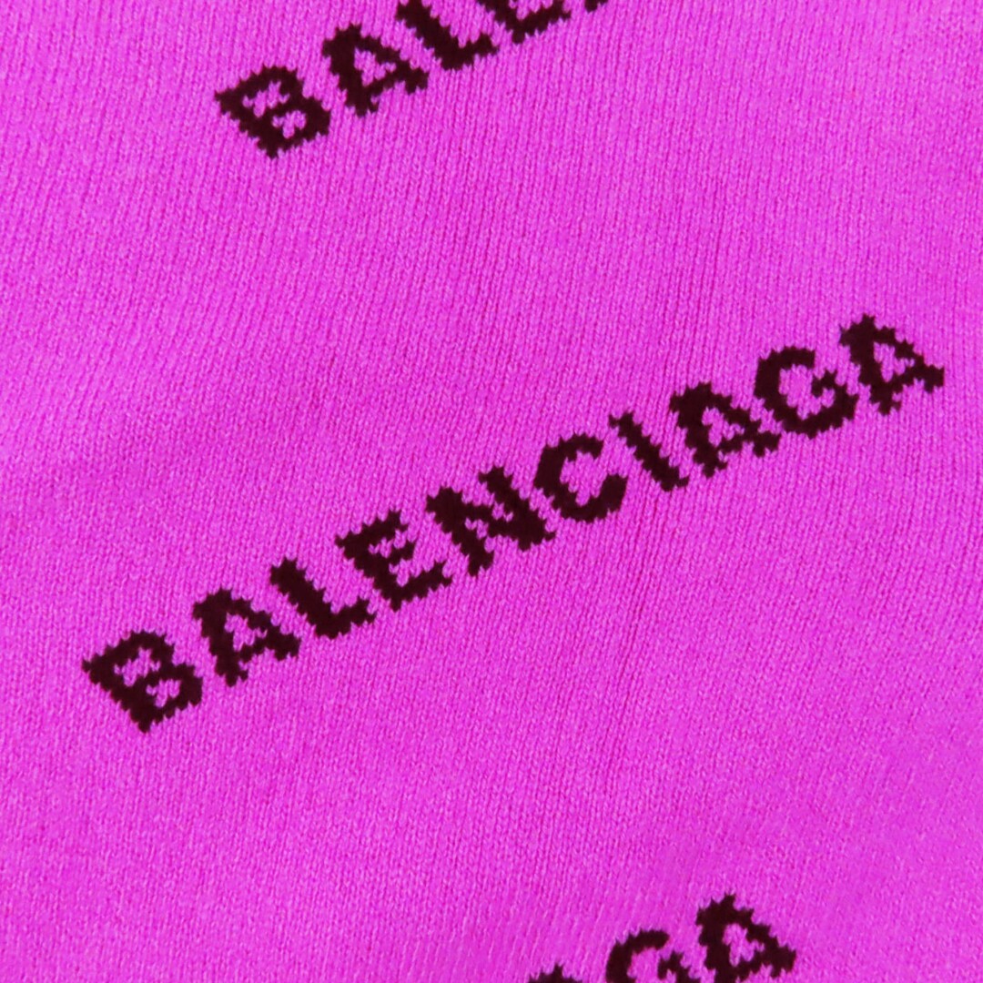 Balenciaga(バレンシアガ)の未使用品◎BALENCIAGA バレンシアガ 510243 ヴァージンウール ジャガードロゴ 長袖ニット ピンク ブラック 34 イタリア製 正規品 レディース レディースのトップス(ニット/セーター)の商品写真