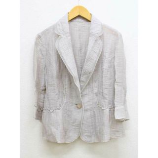 レリアン(leilian)の【春物 新入荷】■Leilian/レリアン■リネンジャケット/七分袖 グレージュ レディース 9【中古】春夏 otr 424042(その他)