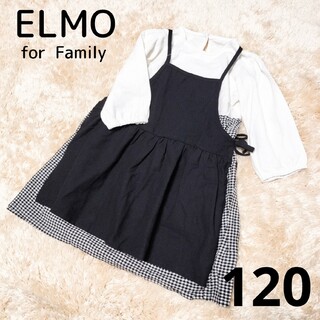 ELMO/エルモ◆モノトーンワンピース◆7分袖◆韓国子供服◆120(ワンピース)