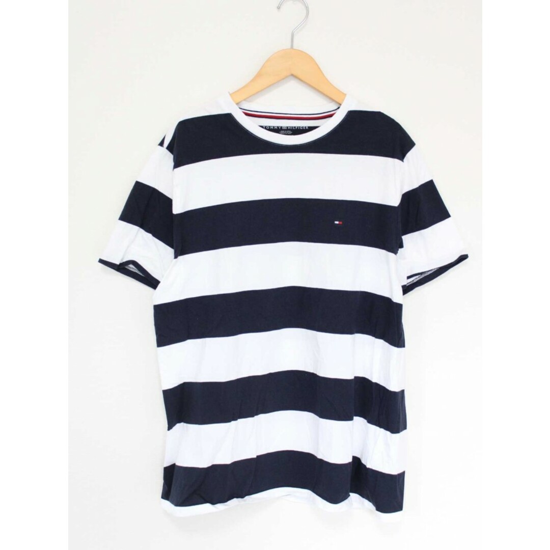 TOMMY HILFIGER(トミーヒルフィガー)の【新入荷】●TOMMY HILFIGER/トミーヒルフィガー●ボーダーTシャツ/カットソー/プルオーバー ホワイト×ネイビー/紺×白 メンズ XL 【中古】春夏秋冬 034042 メンズのトップス(Tシャツ/カットソー(半袖/袖なし))の商品写真