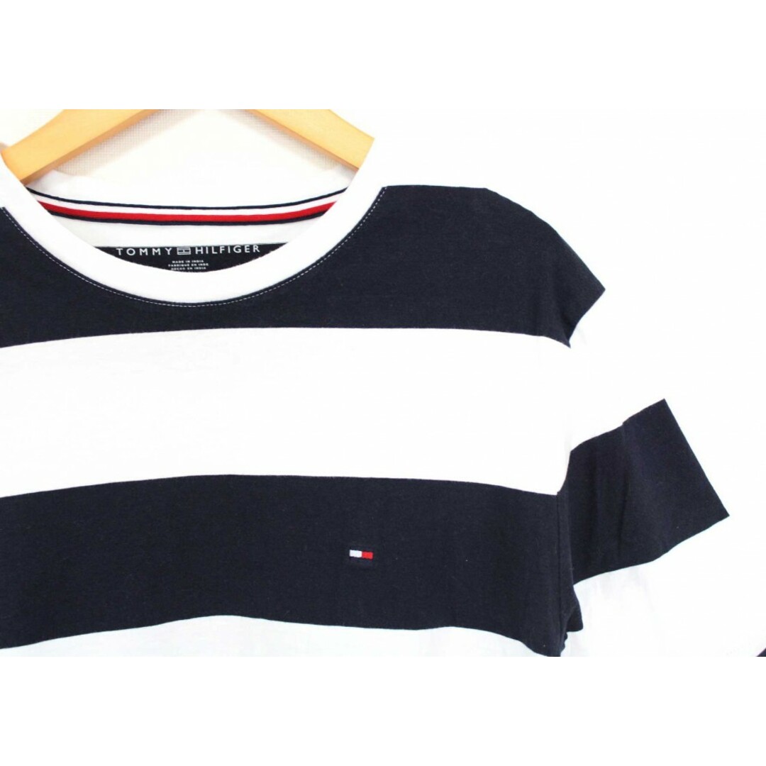 TOMMY HILFIGER(トミーヒルフィガー)の【新入荷】●TOMMY HILFIGER/トミーヒルフィガー●ボーダーTシャツ/カットソー/プルオーバー ホワイト×ネイビー/紺×白 メンズ XL 【中古】春夏秋冬 034042 メンズのトップス(Tシャツ/カットソー(半袖/袖なし))の商品写真