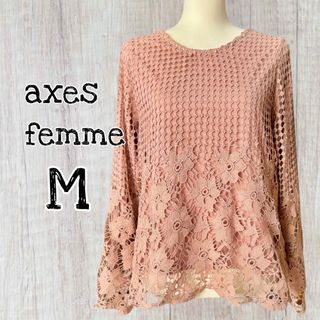 アクシーズファム(axes femme)のaxes femme トップス フラワーレースプルオーバー Mサイズ /USED(カットソー(長袖/七分))