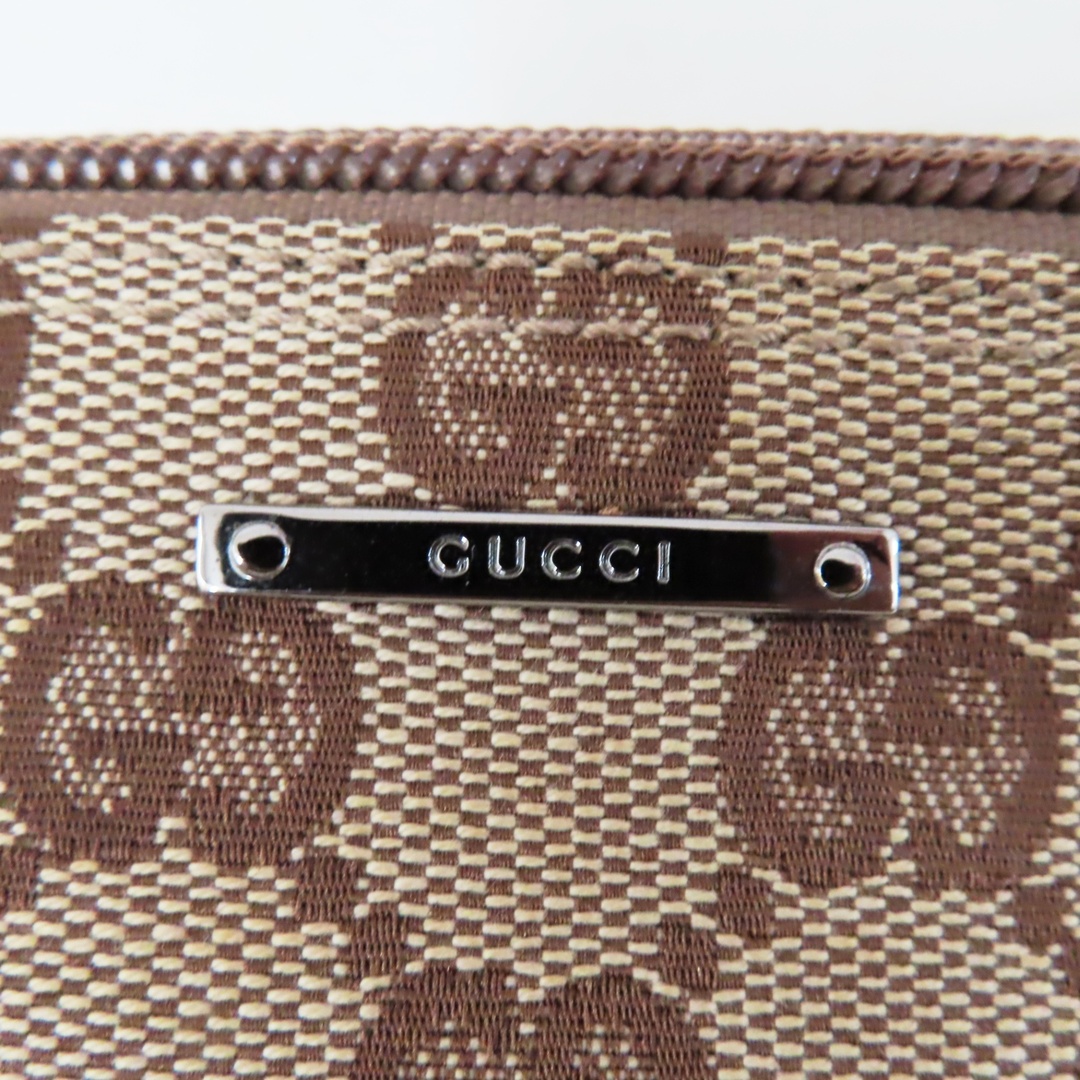 Gucci(グッチ)のT05 GUCCI グッチ GGキャンバス/レザー アクセサリーポーチ ハンドバッグ ベージュ/グリーン 07198 レディースのバッグ(ハンドバッグ)の商品写真