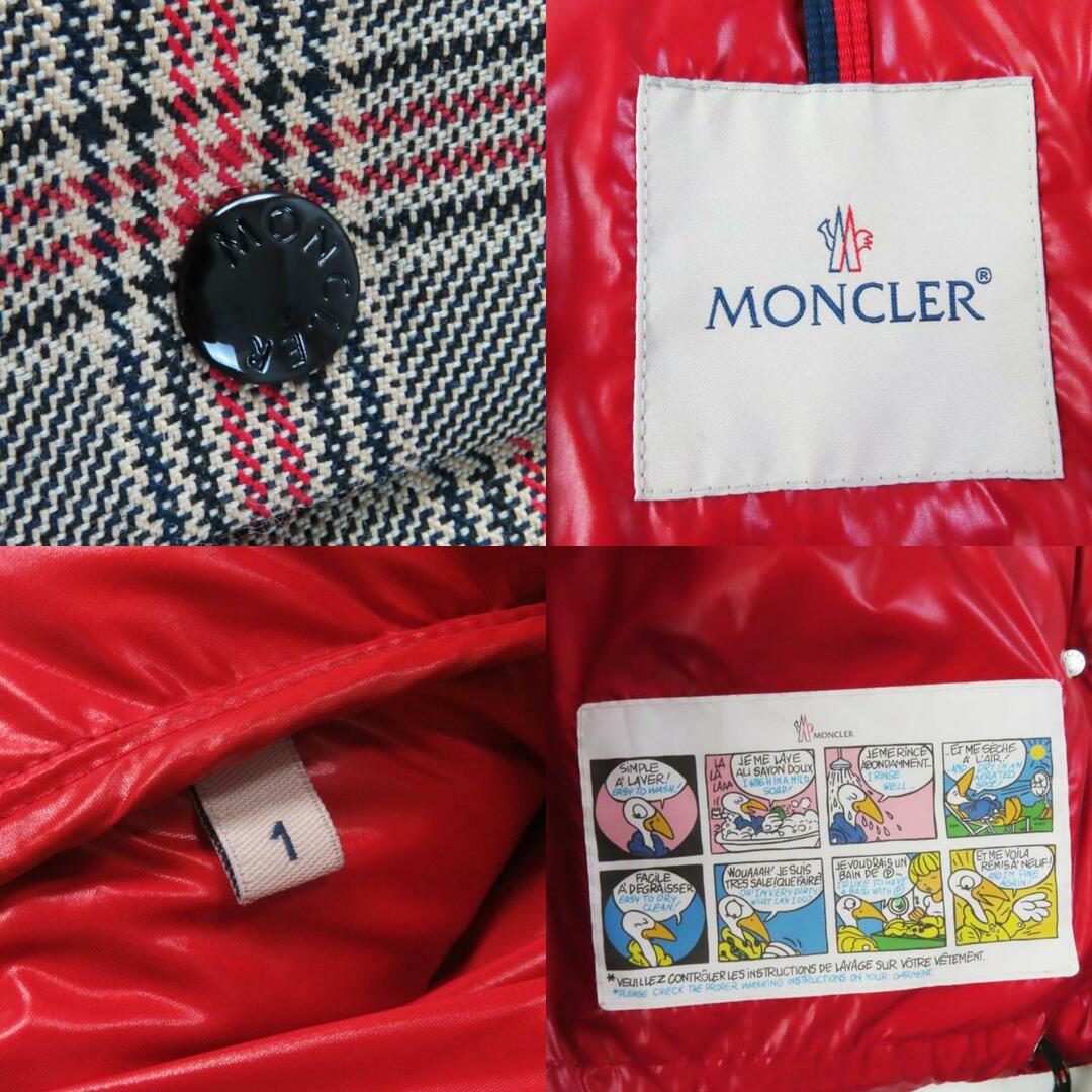 MONCLER(モンクレール)の極美品◎MONCLER モンクレール 18-19AW CER セル ウール ロゴワッペン付き ダウンジャケット ブラウン チェック柄 1 正規品 レディース レディースのジャケット/アウター(ダウンジャケット)の商品写真