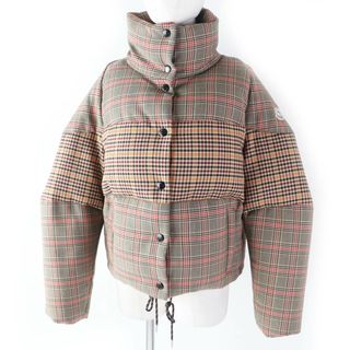 モンクレール(MONCLER)の極美品◎MONCLER モンクレール 18-19AW CER セル ウール ロゴワッペン付き ダウンジャケット ブラウン チェック柄 1 正規品 レディース(ダウンジャケット)