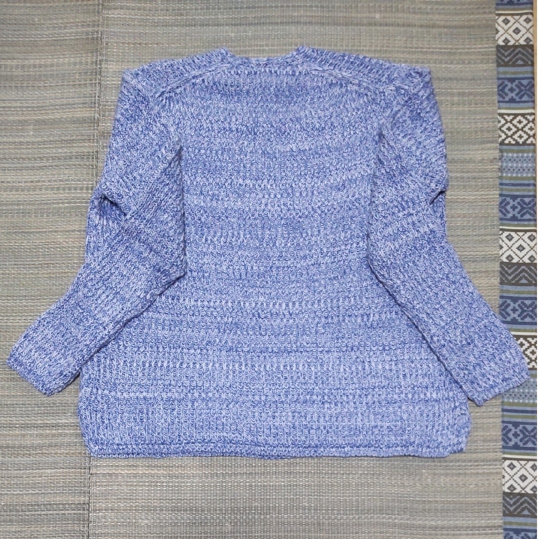 MUJI (無印良品)(ムジルシリョウヒン)の無印良品　畦編みセーター　綿100%　婦人・ブルー　サイズМ　新品・未使用 レディースのトップス(ニット/セーター)の商品写真
