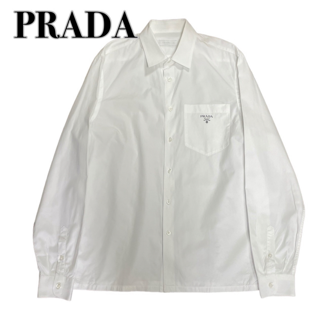 PRADA(プラダ)の✨極美品✨ 21年モデル PRADA プラダ 白長袖シャツ ロゴプリント  L メンズのトップス(シャツ)の商品写真