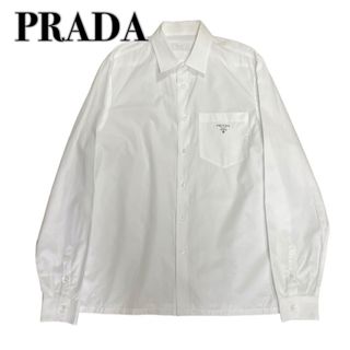 ✨極美品✨ 21年モデル PRADA プラダ 白長袖シャツ ロゴプリント  L