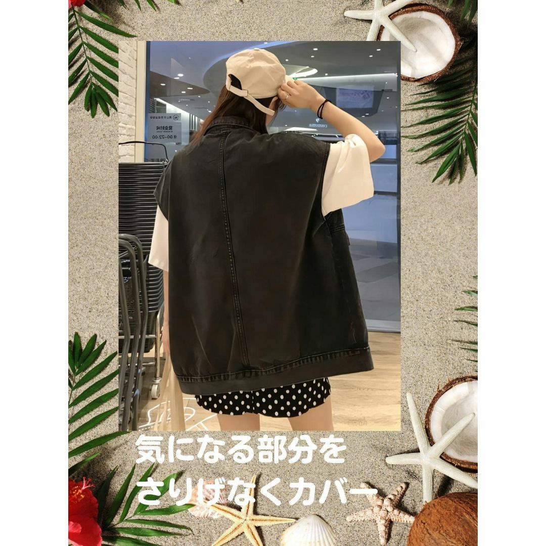【色: S/ブラック】[MOCHILERO] デニム ノースリーブ レディース  レディースのファッション小物(その他)の商品写真