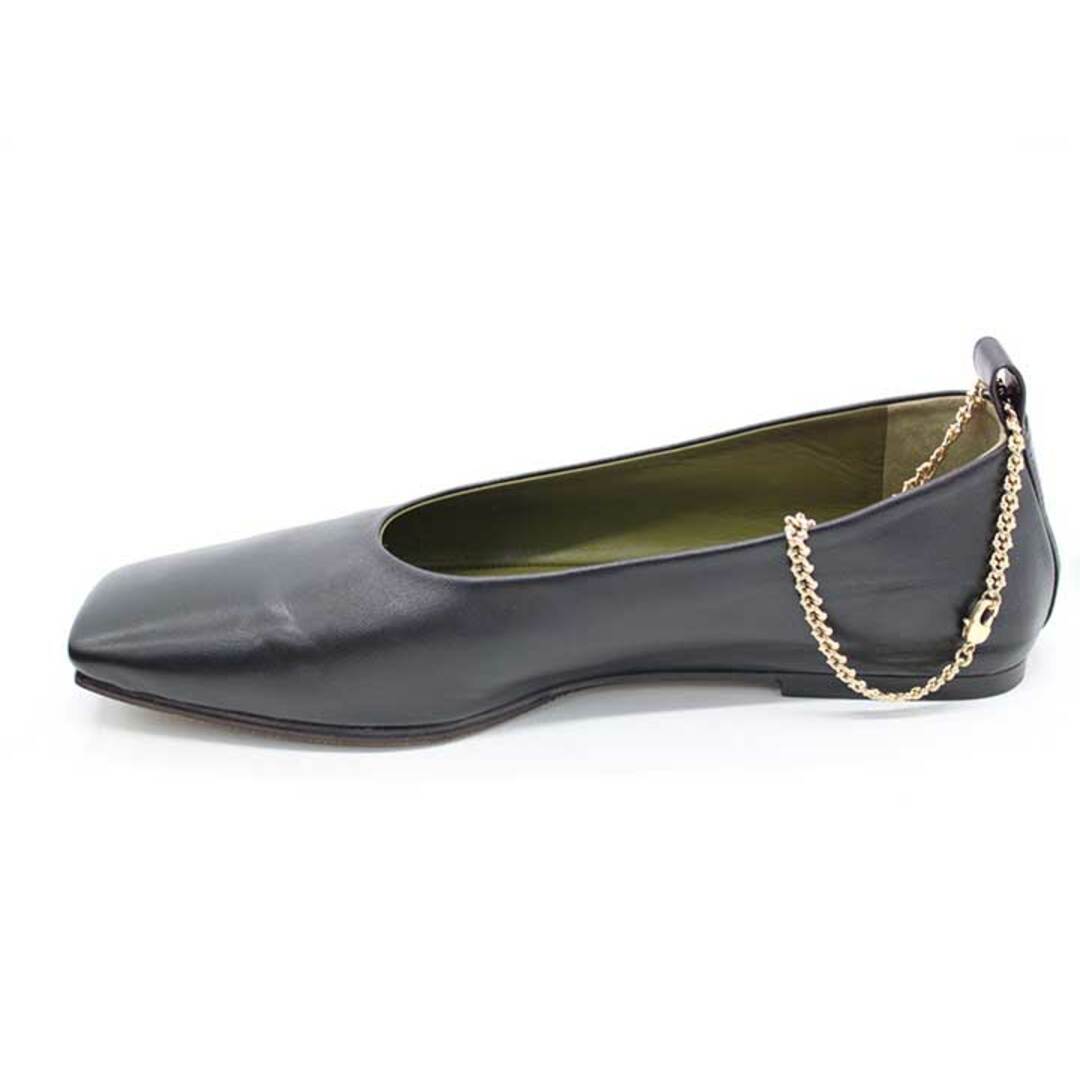 【夏物 新入荷】★MARIA LUCA/マリアルカ★ドゥーズィエムクラス取扱/BALLET FLAT/スクエアトゥバレエシューズ/おしゃれ/カジュアル/アンクルストラップチェーン/シューズ/靴 ブラック/黒 レディース 38【中古】夏 424042 レディースの靴/シューズ(バレエシューズ)の商品写真