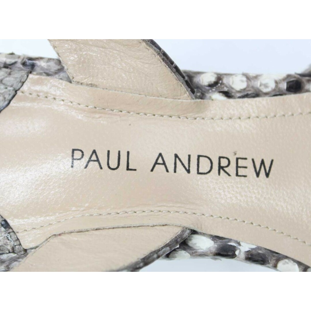 【夏物 新入荷】◇Paul Andrew/ポールアンドリュー◇パイソンレザーバックストラップヒールサンダル/ポインテッドトゥ/シューズ/靴 グレージュ レディース 35【中古】春夏 624042 レディースの靴/シューズ(サンダル)の商品写真