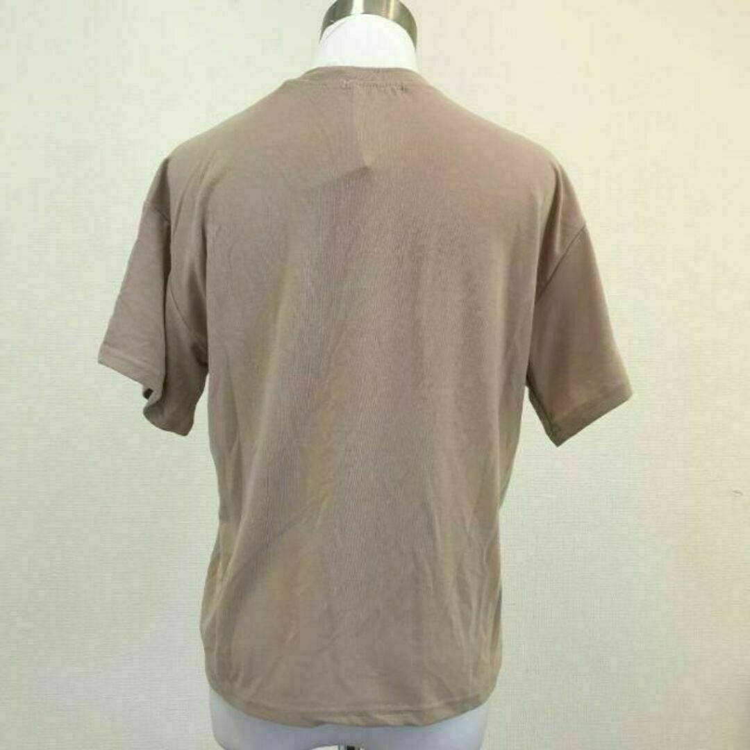 Vネック シンプル カットソー ライトブラウン Mサイズ レディースのトップス(Tシャツ(半袖/袖なし))の商品写真