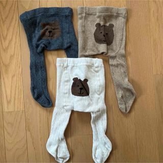 【美品】ベビーGAP  くまさんケーブルニットタイツ　3枚セット babyGAP