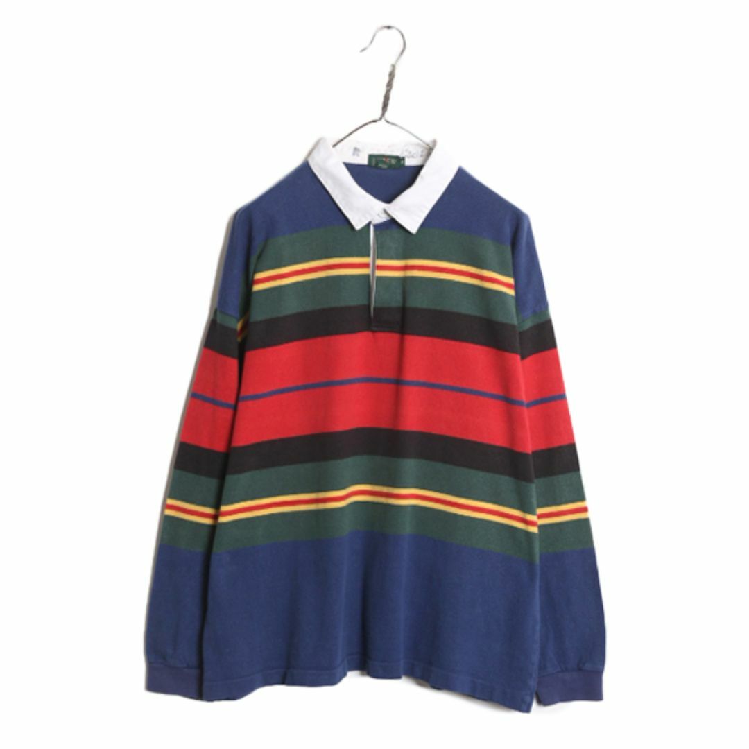 90s J CREW ボーダー 長袖 ラガー シャツ メンズ XL 古着 90年代 オールド ジェイクルー 巨人タグ 長袖シャツ ラグビーシャツ 大きいサイズ メンズのトップス(シャツ)の商品写真