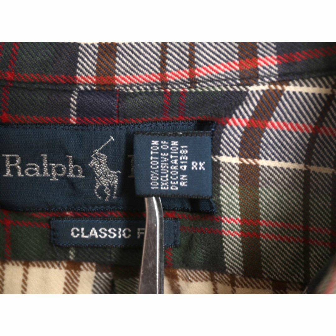 Ralph Lauren(ラルフローレン)の90s ラルフローレン チェック 長袖 ボタンダウン シャツ メンズ S / 90年代 オールド ポロ 長袖シャツ ワンポイント コットン マルチカラー メンズのトップス(シャツ)の商品写真