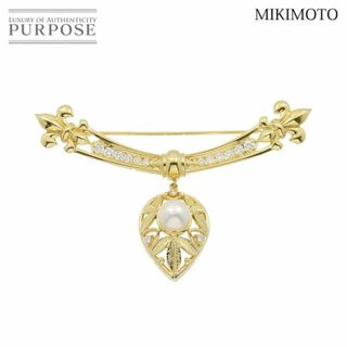 ミキモト(MIKIMOTO)のミキモト MIKIMOTO アコヤ真珠 7.4mm ダイヤ ブローチ K18 YG イエローゴールド 750 パール VLP 90227650(ブローチ/コサージュ)