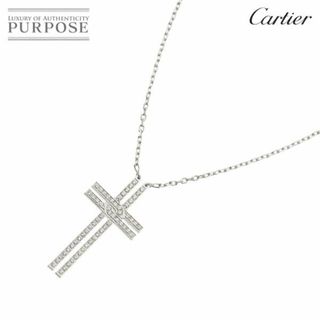 カルティエ(Cartier)のカルティエ Cartier クロス ダイヤ ネックレス 43cm K18 WG ホワイトゴールド 750【証明書付き】 VLP 90227384(ネックレス)