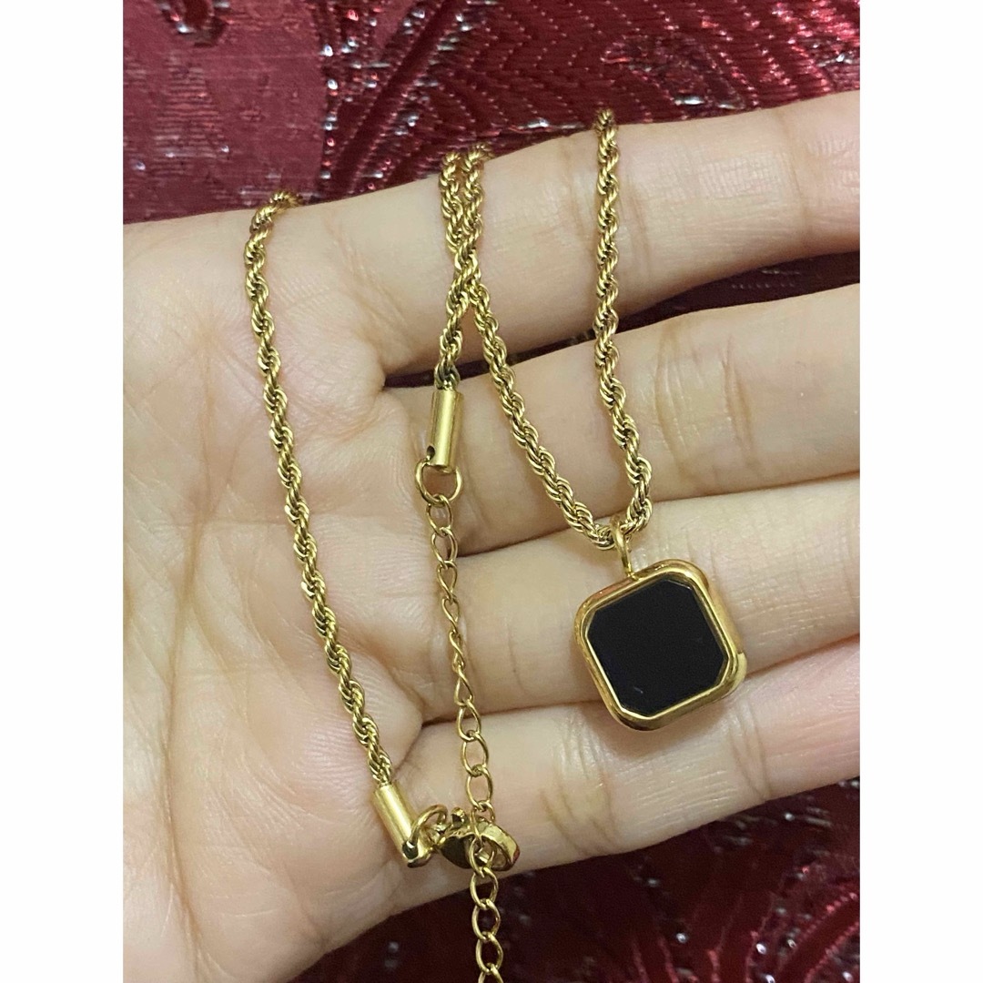 STAINLESS STEEL ONYX NECKLACE レディースのアクセサリー(ネックレス)の商品写真