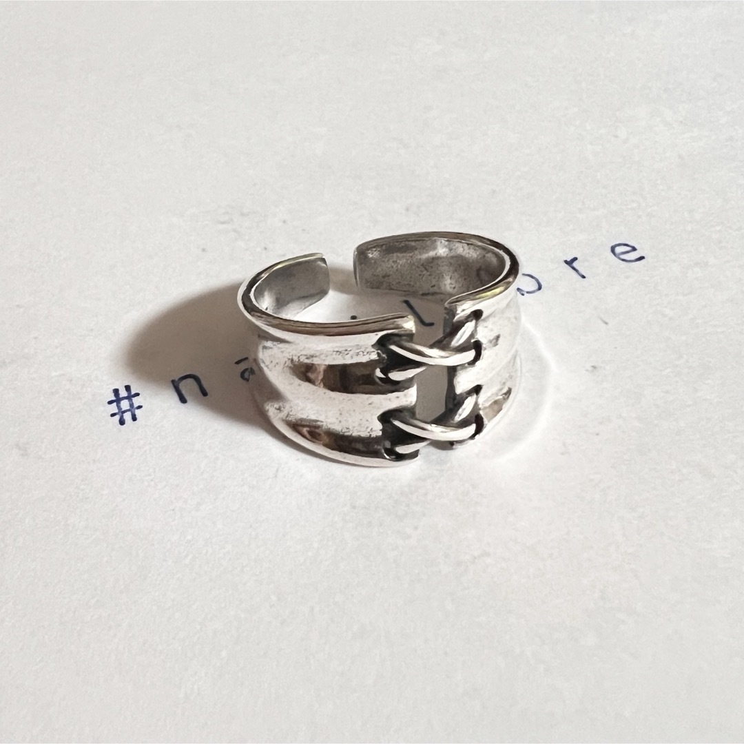 シルバーリング 925 銀 レースアップ 編み上げ フリーリング 韓国 指輪 メンズのアクセサリー(リング(指輪))の商品写真
