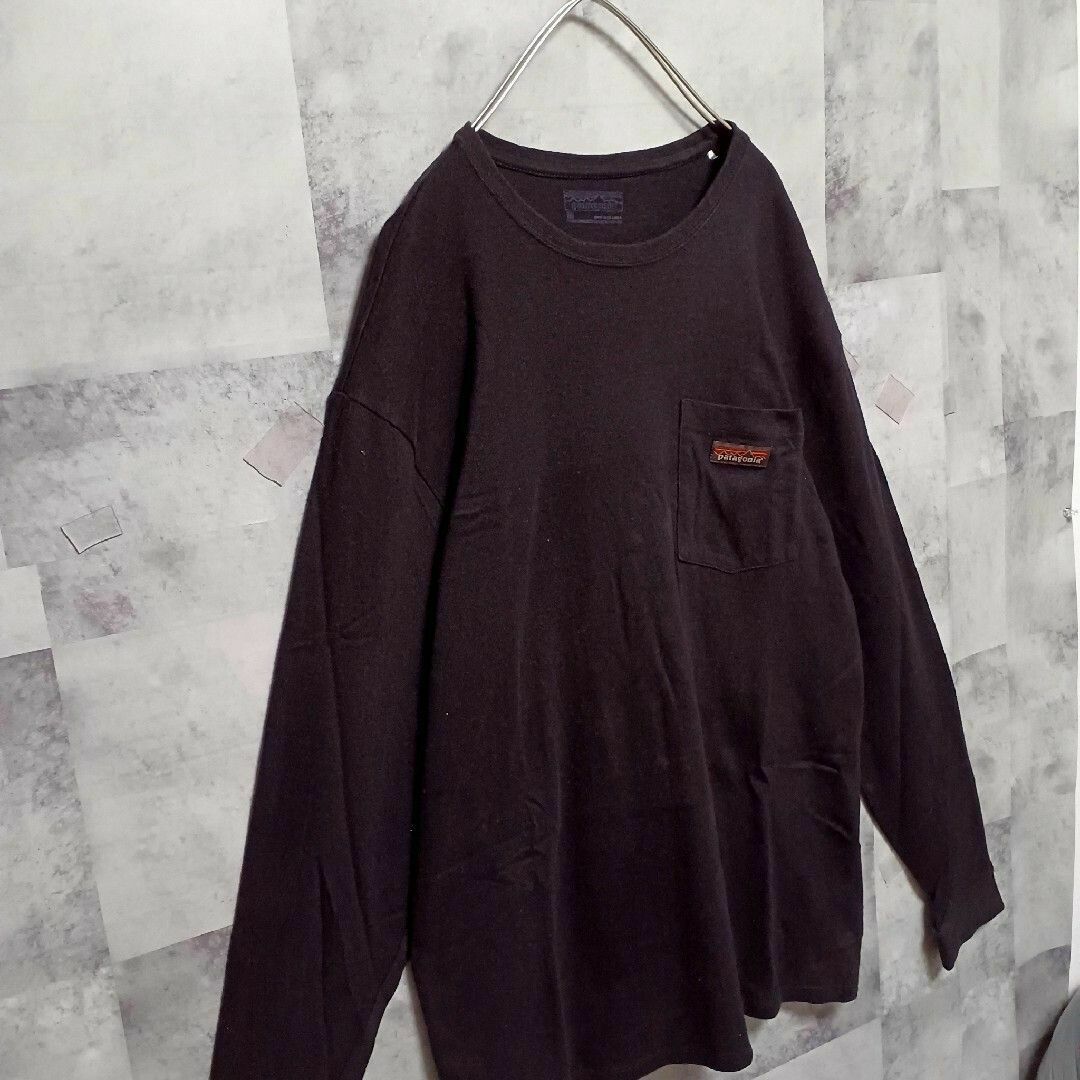 patagonia(パタゴニア)のpatagonia パタゴニア メンズロンT M 黒 キャンプ アウトドア メンズのトップス(Tシャツ/カットソー(七分/長袖))の商品写真