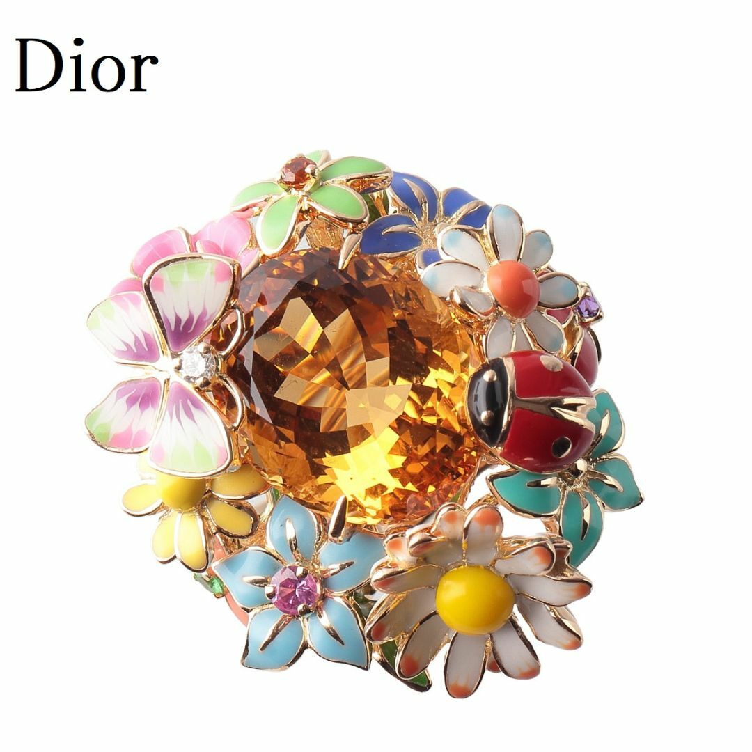 Christian Dior(クリスチャンディオール)のディオール ディオレット リング ラージ LM #52 シトリン ダイヤ マルチ AU750YG 保証書(2020年9月) 修理証 箱 新品仕上げ済【11271】 レディースのアクセサリー(リング(指輪))の商品写真