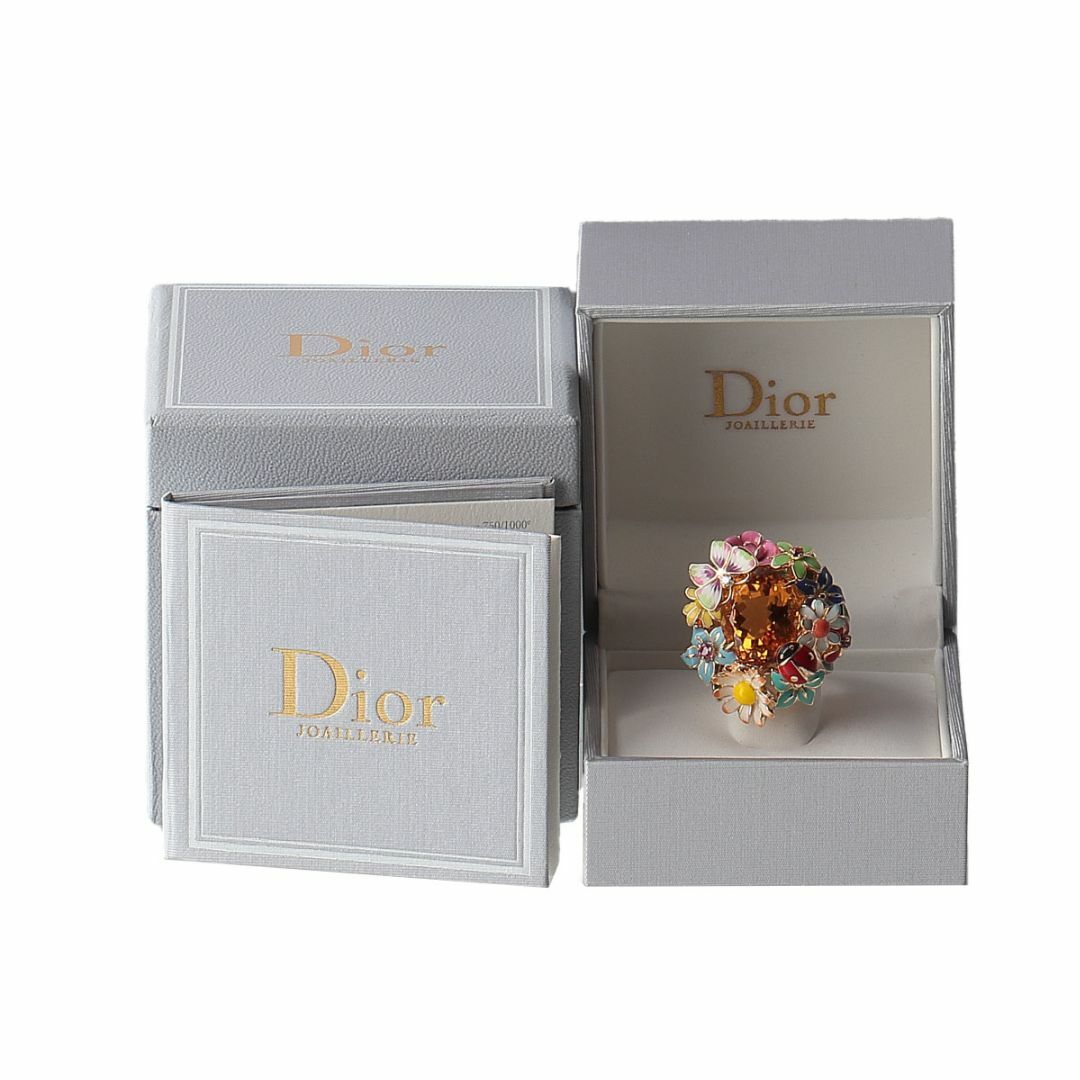 Christian Dior(クリスチャンディオール)のディオール ディオレット リング ラージ LM #52 シトリン ダイヤ マルチ AU750YG 保証書(2020年9月) 修理証 箱 新品仕上げ済【11271】 レディースのアクセサリー(リング(指輪))の商品写真