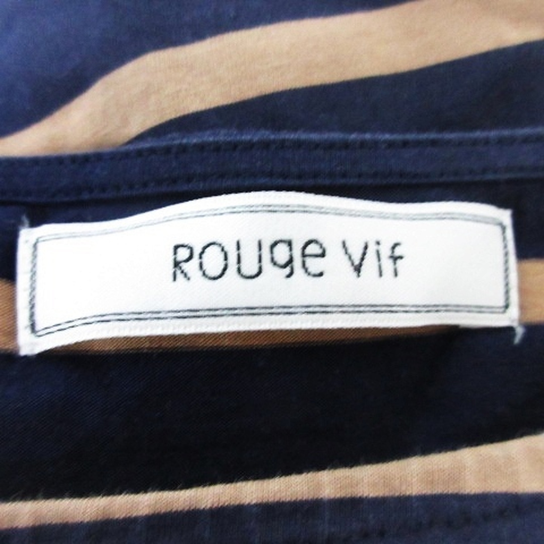 Rouge vif(ルージュヴィフ)のルージュヴィフ Tシャツ カットソー 半袖 ボーダー 紺 茶 ベージュ トップス レディースのトップス(Tシャツ(半袖/袖なし))の商品写真