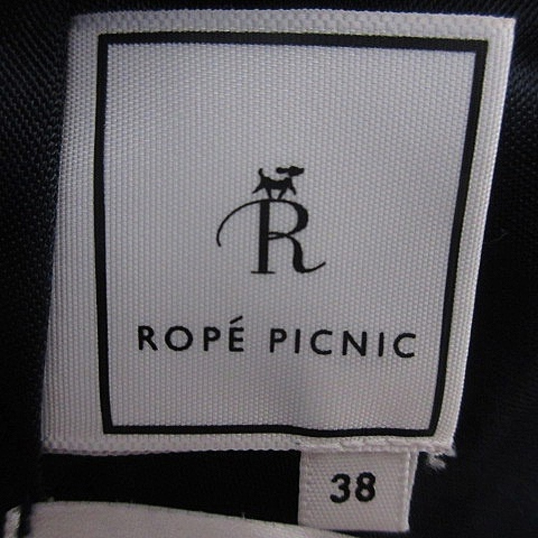 Rope' Picnic(ロペピクニック)のロペピクニック ワンピース ミモレ丈 七分袖 ラウンドネック 花柄 38 黒 紺 レディースのワンピース(ロングワンピース/マキシワンピース)の商品写真