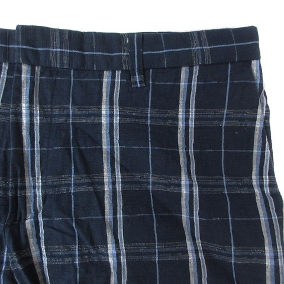 ザラマン パンツ テーパード コットン 薄手 チェック 36 紺 青 ボトムス メンズのパンツ(スラックス)の商品写真