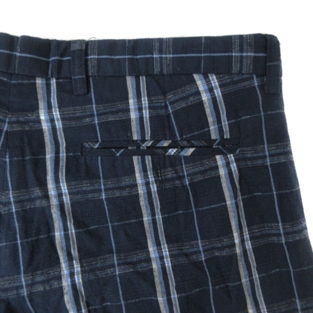 ザラマン パンツ テーパード コットン 薄手 チェック 36 紺 青 ボトムス メンズのパンツ(スラックス)の商品写真