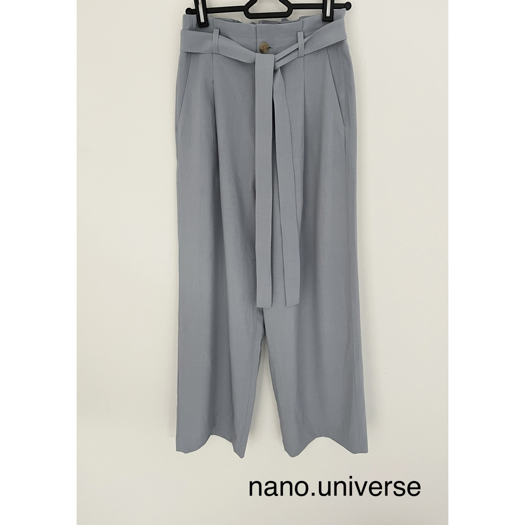 nano・universe(ナノユニバース)のnano.universe ベルト付きワイドパンツ レディースのパンツ(カジュアルパンツ)の商品写真