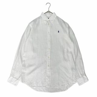 Ralph Lauren - 4418 美品 ポロラルフローレン リネンBDシャツ ホワイト M～