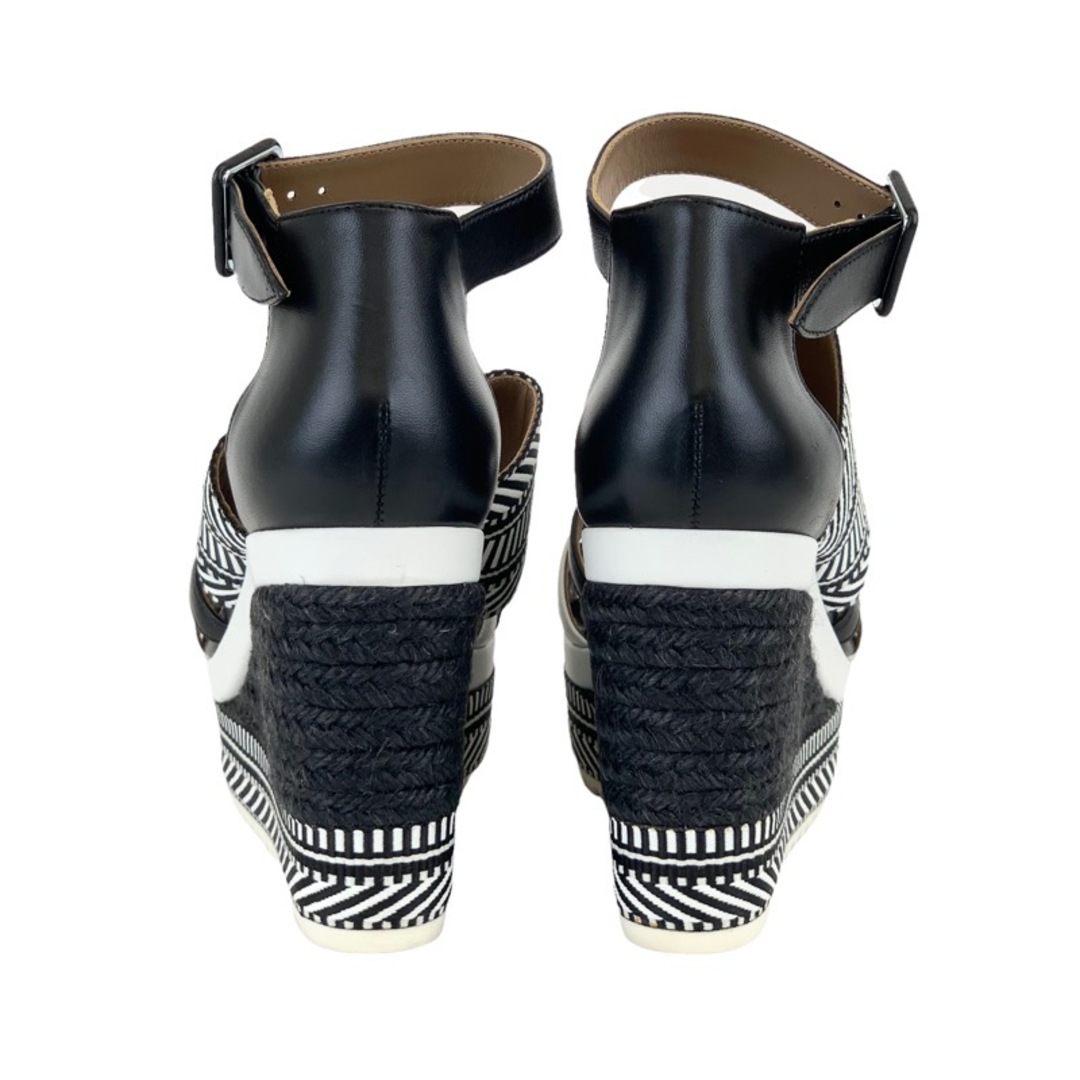 Hermes(エルメス)のエルメス HERMES ローマ サンダル 靴 シューズ ファブリック レザー ブラック ホワイト エスパドリーユ ウェッジソール レディースの靴/シューズ(サンダル)の商品写真