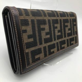 フェンディ(FENDI)のFENDI フェンディ ズッカ柄 長財布 ブラウン系 レザー 二つ折り 財布(財布)