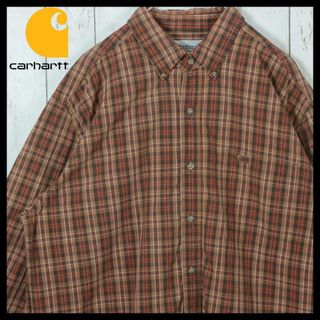 carhartt - 【希少】カーハート シャツ チェック ボタンダウン 長袖 ブラウン XL