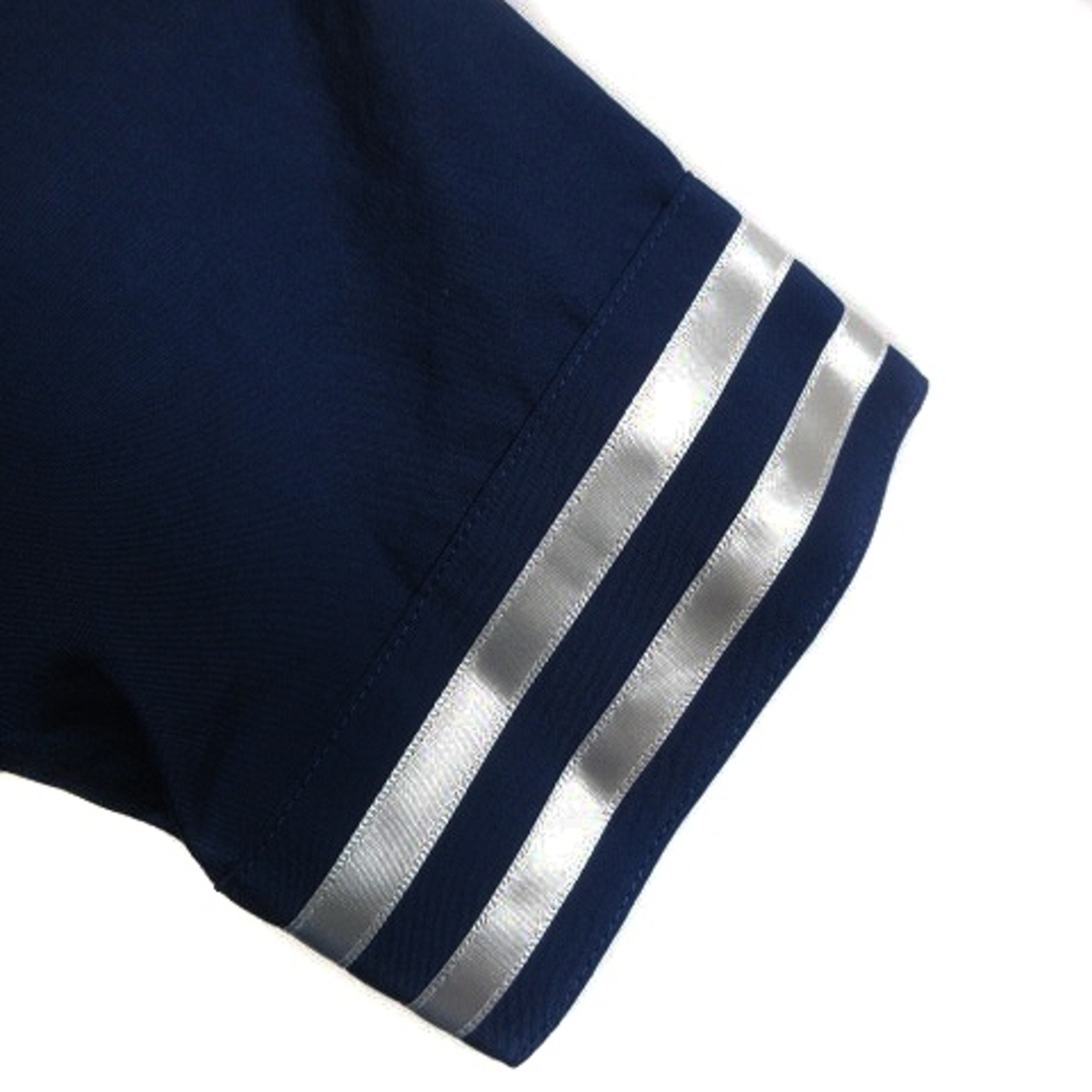 Khaju(カージュ)のカージュ ワンピース ミニ 半袖 ステンカラー 薄手 ライン 紺 白 ネイビー レディースのワンピース(ミニワンピース)の商品写真