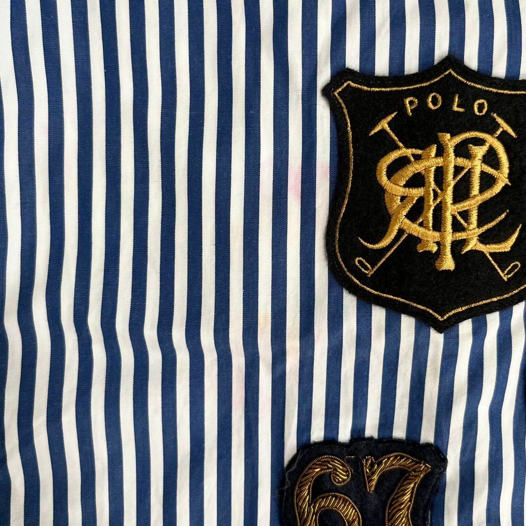 POLO RALPH LAUREN(ポロラルフローレン)の1210 ポロラルフローレン ワッペンストライプシャツ ブルー 6サイズ レディースのトップス(シャツ/ブラウス(長袖/七分))の商品写真