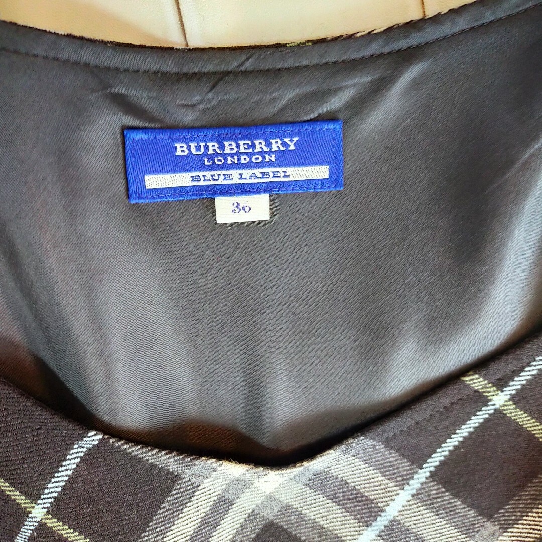 BURBERRY BLUE LABEL(バーバリーブルーレーベル)のBURBERRY BLUELABEL ノバチェック ワンピース リボン 36 S レディースのワンピース(ひざ丈ワンピース)の商品写真